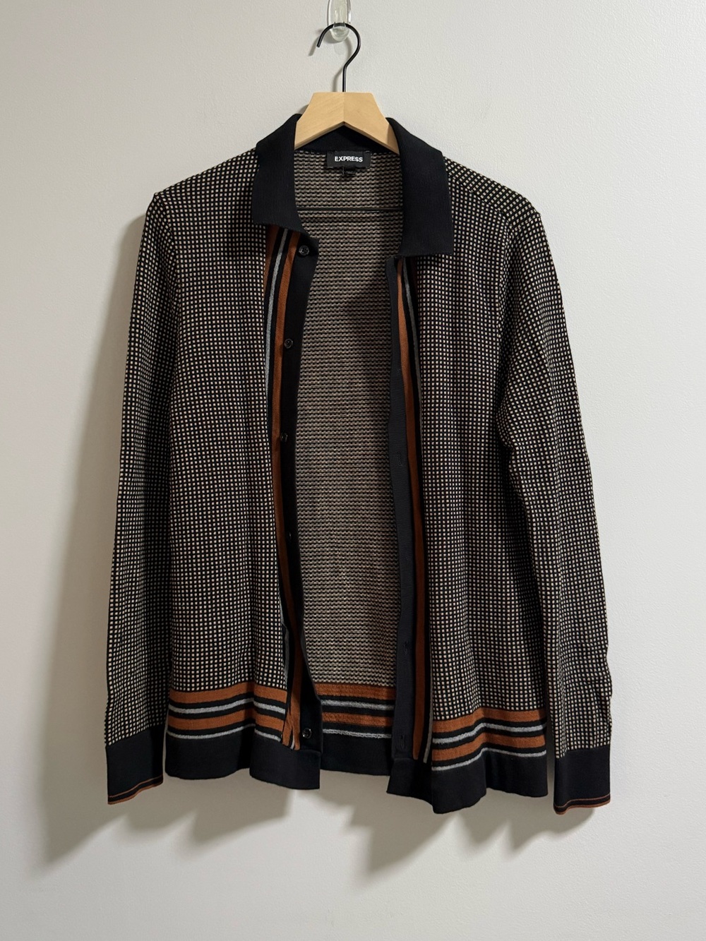 Express Black and Brown Textured Knit Cardigan - Picture 3 of 6